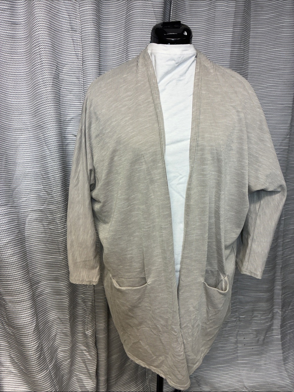 DONNI. Neutral Beige Ribbed Top with Scoop Neck